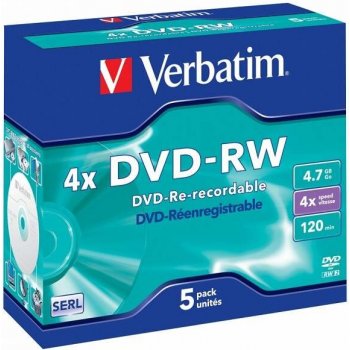 Verbatim DVD-RW, 4,7GB 4x, SERL, jewel, 1ks (43284)