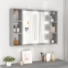 Koupelnový nábytek Nábytek XL Zrcadlová skříňka s LED šedá sonoma 76 x 15 x 55 cm