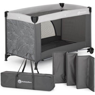 Petite&Mars Cestovní postýlka Nyja Urban Jungle Charcoal – Zboží Mobilmania