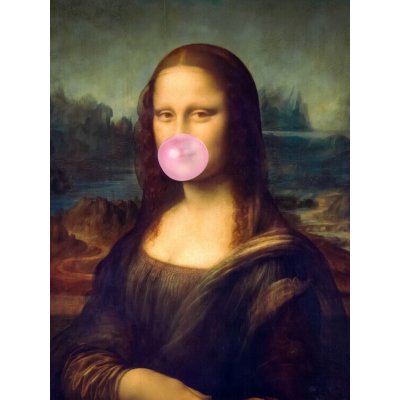 Plakát, Obraz - Mona Lisa Bubble Gum - Funny Minimalist Collage, 30 × 40 cm – Zboží Mobilmania