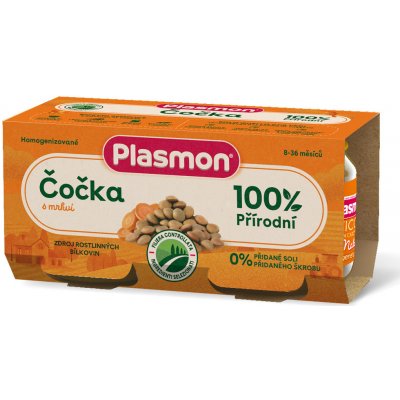 PLASMON Příkrm bezlepkový zeleninový s čočkou a mrkví 2 x 80 g