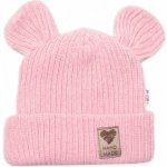 Pletená bavlněná čepice s oušky dvouvrstvá Hand Made Baby Nellys růžová – Sleviste.cz