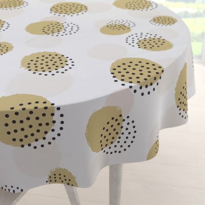 Biante Teflonový kulatý ubrus TF-059 Okrová a světle meruňková puntíková kola na bílém Ø 110cm – Zboží Dáma