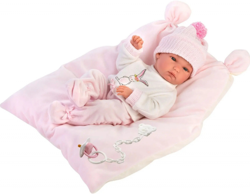 Llorens New Born holčička na růžové dečce 35 cm 63542