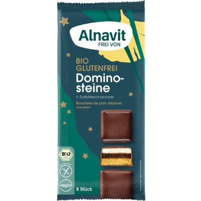 Alnavit Bezlepkové Domino Kostky v jemné hořké čokoládě BIO Vánoční edice 140 g – Zboží Dáma