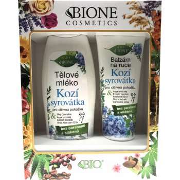 Bione Cosmetics Kozí syrovátka tělové mléko pro citlivou pokožku 500 ml + balzám na ruce 205 ml dárková sada