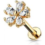 Šperky4U Zlacený piercing do brady labreta kytička LB1082GD-1206 – Zboží Dáma