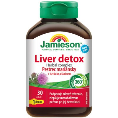 Jamieson Liver detox Herbal complex Ostropestřec mariánský + Artyčoka a Kurkuma 30 tablet – Hledejceny.cz