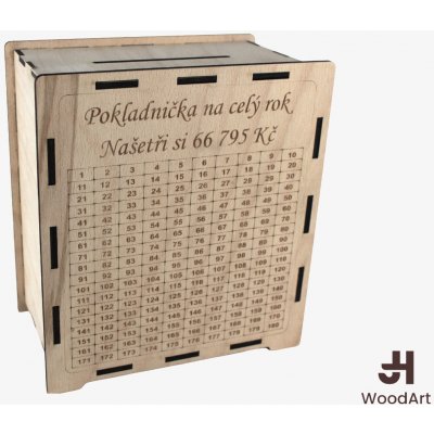 Woodenfuture Dřevěná pokladnička s vlastním motivem – Zboží Dáma