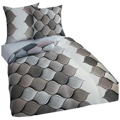 4sleep flanel povlečení 501 hnědobéžová geometrie 140x220 70x90 – Sleviste.cz