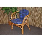 Ratanové křeslo Bahama medové polstr modrý – Zboží Mobilmania