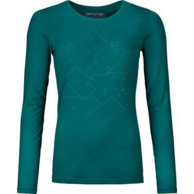 Ortovox 185 merino TANGRAM LONG SLEEVE zelená – Zboží Mobilmania