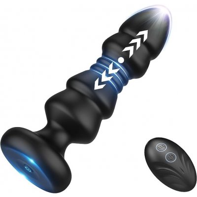 SuperLove Thrusting & Vibrating Butt Plug with Remote Black – Zboží Dáma