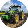 Dekorace na dort Jedlý papír John Deere traktor na poli 19,5 cm