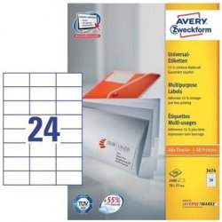 Avery Zweckform Etikety 100 listů A4 bílé 70 x 37 mm univerzální 3474