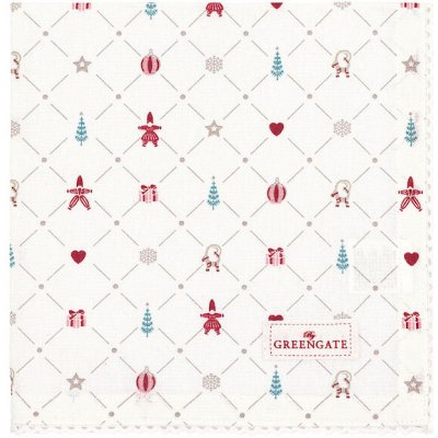 Green Gate Vánoční bavlněný ubrousek Clarina White 40cm – Zboží Dáma
