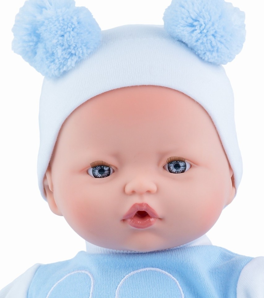 Marina & Pau Realistické miminko chlapeček Herman v modrobílém overalu
