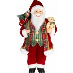 MagicHome Vianoce Dekorace MagicHome Vánoce, Santa, s dárkem a medvědem, červený, 46 cm – Hledejceny.cz