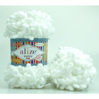 Alize příze Puffy Fine 055 Bílá – Zboží Dáma