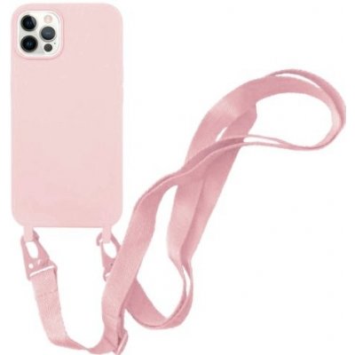Pouzdro Appleking silikonové s nastavitelným popruhem iPhone 12 Pro Max - růžové