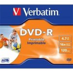 Verbatim DVD-R 4,7GB 16x, printable, jewel, 1ks (43521) – Zboží Živě