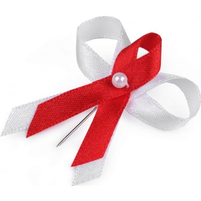 Svatební mašličky s perličkou 4 cm - bílo - červené – Zboží Dáma
