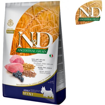 N&D Ancestral Grain Dog Adult Mini Lamb & Blueberry 7 kg – Sleviste.cz