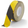Stavební páska FLOMA Hazard Standard Removable Korundová snímatelná protiskluzová páska 18,3 m x 5 cm x 0,7 mm černožlutá