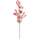 MagicHome Vetvička Vianoce, bobuľky so šiškami, červená, 34 cm – Hledejceny.cz
