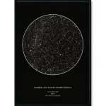Jen tak z lásky Hvězdná mapa Vašeho životního okamžiku Rozměr plakátu: 50 × 70 cm (tištěný plakát), Barva pozadí: Černá, Volba rámu: Černý dřevěný rám – Zboží Dáma