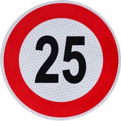 Samolepka konstrukční rychlosti 25 km, reflexní, průměr 15 cm – Zboží Mobilmania
