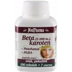 MedPharma Betakaroten 25000 IU + pantenol + PABA 100+7 kapslí – Hledejceny.cz