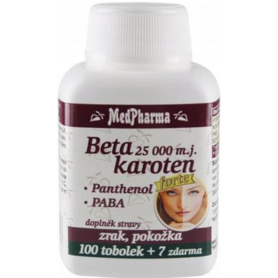 MedPharma Betakaroten 25000 IU + pantenol + PABA 100+7 kapslí – Hledejceny.cz