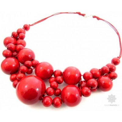 Kouzlo bižuterie dřevěné korále velký červená S2266 – Zboží Dáma