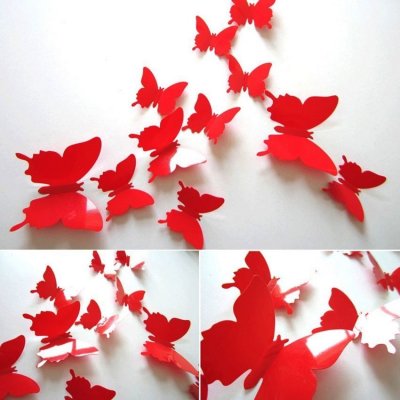 GFT 3D motýlci na zeď - červená – Zboží Mobilmania