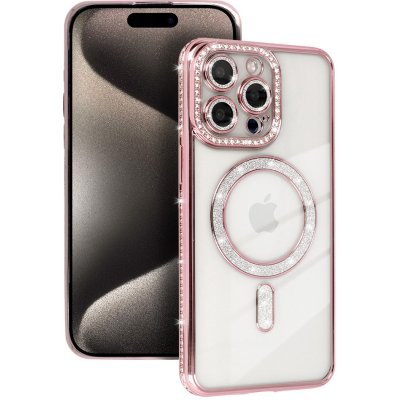 Bling Magsafe pro iPhone 15 Pro růžový 134045 – Zboží Živě