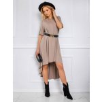 Basic dámské asymetrické šaty dark beige – Sleviste.cz