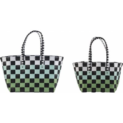 TOPMOVE Sada nákupních tašek 2dílná černá/bílá/zelená