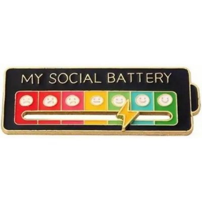 Odznak (pins) My Social Battery 6 x 2,5 cm - černý – Hledejceny.cz