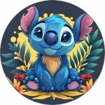 Jedlý papír Stitch s květinami v pozadí 19,5 cm - Pictu Hap – Sleviste.cz