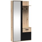 Jarstol Předsíňová stěna se zrcadlem a botníkem Lux 97 cm - dub artisan/černá – Zboží Mobilmania