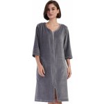 Elegantní hřejivý župan na zip ze sametu na kojení do porodnice 1TB0084 šedá – Zboží Dáma