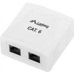 Bíla nástěnná zásuvka 2x RJ45 Lanberg Cat.6 – Zboží Mobilmania