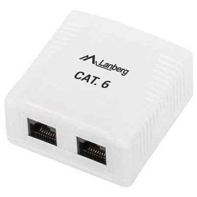 Bíla nástěnná zásuvka 2x RJ45 Lanberg Cat.6 – Zboží Mobilmania