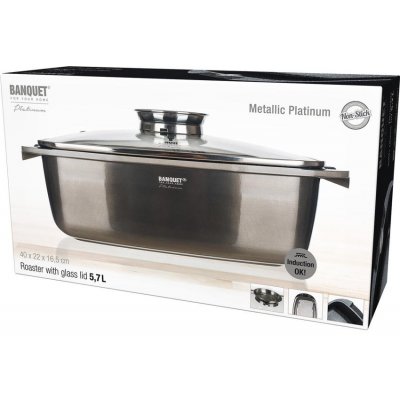 Banquet Pekáč 40x22x16,5cm nepřiln.povrch METALLIC PLATINUM s aroma knobem – Zboží Dáma