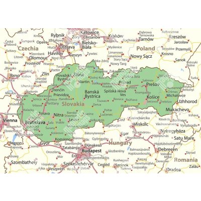 Magnetická mapa Slovenska, silnice, barevná (pozinkovaný plech) 93 x 67 cm – Zboží Dáma