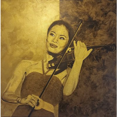 Silvie Kořistková, Vanessa-Mae, Malba na plátně, akrylové barvy, 80 x 80 cm