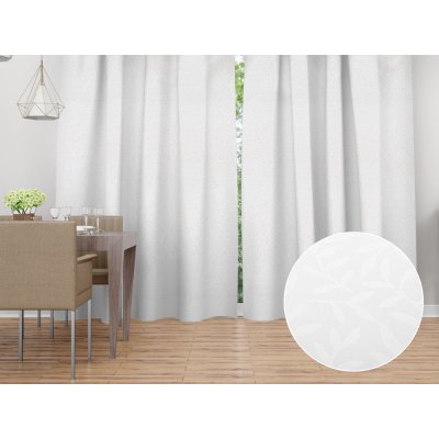 Biante Dekorační závěs Sofia SF-001 Bílé vyrážené větvičky s lístky - š. 150 cm 150x150 cm – Hledejceny.cz