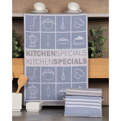Etex Utěrky z egyptské bavlny U02 Kuchyně modro-béžová 50 x 70 cm 3 ks – Zboží Mobilmania
