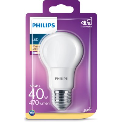 Philips žárovka LED klasik, 5,5W, E27, teplá bílá – Zboží Mobilmania